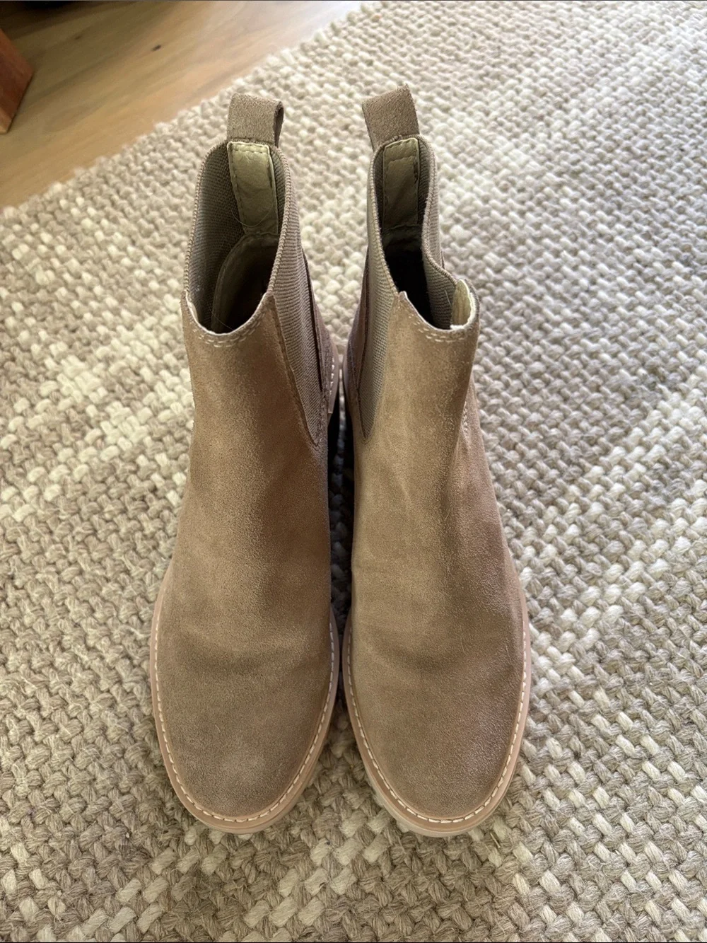 Dolce Vita Taupe Suede Chelsea Platform Booties